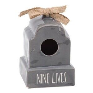 Rae Dunn Tombstone Nine Lives Birdhouse